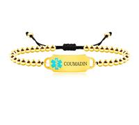 Vivaday Pulsera médica de emergencia personalizada con cuentas, símbolo médico de cruz roja, joyería de identificación de alergias, pulseras de alerta médica de acero inoxidable, 6.7 pulgadas + 4.7