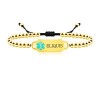 Vivaday Pulsera médica de emergencia personalizada con cuentas, símbolo médico de cruz roja, joyería de identificación de alergias, pulseras de alerta médica de acero inoxidable, 6.7 pulgadas + 4.7