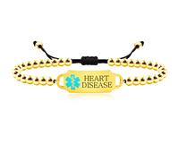 Vivaday Pulsera médica de emergencia personalizada con cuentas, símbolo médico de cruz roja, joyería de identificación de alergias, pulseras de alerta médica de acero inoxidable, 6.7 pulgadas + 4.7