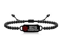Vivaday Pulsera médica de emergencia personalizada con cuentas, símbolo médico de cruz roja, joyería de identificación de alergias, pulseras de alerta médica de acero inoxidable, 6.7 pulgadas + 4.7