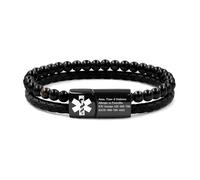 Vivaday Pulsera personalizada con información médica | Pulsera de alerta moderna | Diseño antipérdida con cuentas | Cómoda para uso diario y deportivo | Ideal para hombres YA5553