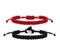 Vivaday Pulseras De Pareja A Juego 2 Piezas Hechas A Mano Trenzadas Rojo & Negro Corazón Rompecabezas Atracción Mutua Ajustables His & Hers Regalo Amor YS6805