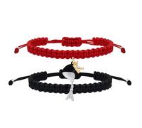 Vivaday Pulseras De Pareja Personalizadas Iniciales A-Z 2 Piezas Hechas A Mano Trenzadas Corazón Ajustables His & Hers Para Parejas Mujeres Hombres Amistad Amor Regalos YS6805