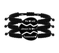 Vivaday Set de 3 Pulseras Corazón Puzzle con Grabado Siempre Estaremos Conectados - Pulseras con Cuerda Negra Ajustables para Hombres Mujeres - Regalos de Amistad para Mejores Amigos BFF