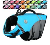 VIVAGLORY Chaleco Salvavidas de Estilo Deportivo para Perros con Flotación Adicional, Chaleco de Natación Ajustable y Duradero para Perros Grande, Azul