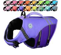VIVAGLORY Chaleco Salvavidas de Estilo Deportivo para Perros con Flotación Adicional, Chaleco de Natación Ajustable y Duradero para Perros Grande, Púrpura