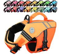 VIVAGLORY Chaleco Salvavidas de Estilo Deportivo para Perros con Flotación Adicional, Chaleco de Natación Ajustable y Duradero para Perros Pequeños, Naranja Oscuro