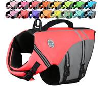 VIVAGLORY Chaleco Salvavidas de Estilo Deportivo para Perros con Flotación Adicional, Chaleco de Natación Ajustable y Duradero para Perros Grande, Rosa Brillante