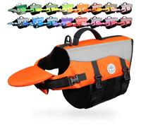 VIVAGLORY Chaleco Salvavidas para Perros con Flotador Frontal Desmontable, Chaleco para Perros con Acolchado Extra y Ribetes Reflectantes para Nadar y Navegar, Naranja Brillante, XL