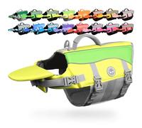 VIVAGLORY Chaleco Salvavidas para Perros con Flotador Frontal Removible, Chaleco con Detalles Reflectantes y Relleno Extra para Nadar y Navegar, Amarillo Gris, M