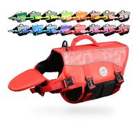 VIVAGLORY Chaleco Salvavidas para Perros con Flotador Frontal Removible, Chaleco Salvavidas con Detalles Reflectantes y Acolchado Extra para Nadar y Navegar, Rojo, XL