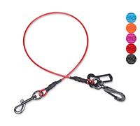 VIVAGLORY Cinturón de Seguridad para Perros, Cable de Acero Resistente a Mordeduras e Impermeable para Coche, para Perros Medianos, 71 CM, Rojo