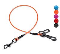 VIVAGLORY Cinturón de Seguridad para Perros, Cable de Acero Resistente a Mordeduras e Impermeable para Coche, para Perros Grandes, 85 CM, Naranja