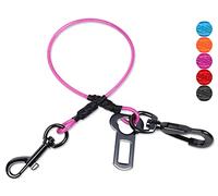VIVAGLORY Cinturón de Seguridad para Perros, Cable de Acero Resistente a Mordeduras e Impermeable para Coche, para Perros Medianos, 71 CM, Rosa