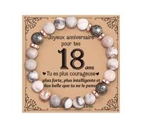 VivaJoy Regalo de 18 años para niña, cumpleaños de 18 años, pulsera mujer, regalo para los mejores amigos, hija, hermana, novia, colega, mejor amiga, cumpleaños de mujer única, Moyenne, Piedra, Ágata