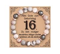 VivaJoy Regalos para mujeres, pulsera de cumpleaños para mujer, piedra natural, 16, 18, 30, 40, 50, 60 cumpleaños, Mittelgroße, Piedra, Ágata