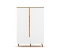 Vivaldi Tue - Cómoda Alta, 90 x 132 x 42 cm, diseño Moderno, salón, Color Roble Dorado y Blanco Mate