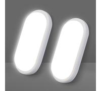 VivaLet 2 Piezas Aplique Pared Exterior/Interior 12W 1200LM, Plafon LED Techo 4000K, Luz Exterior Ovalada IP54 Impermeable, Lampara Pared Blanca, Luz LED Para Balcones, Cocina, Baño, Blanc, Pasillo