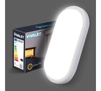 VivaLet Aplique Pared Exterior/Interior 12W 1200LM, Plafon LED Techo Neutra 4000K, Luz Exterior Ovalada IP54 Impermeable, Lampara Pared Blanca, Luz LED Para Balcones, Cocina, Baño, Blanc, Pasillo