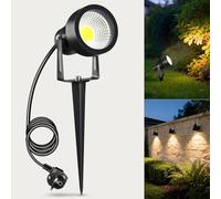 VivaLet Foco Exterior con Potencia & Punta de Tierra 7W 700LM, Lámparas de Jardín, Foco para Pared Exterior IP65, LED Luces Jardin 3000K para Paredes, Patios, Plantas, Cable de 2,5m