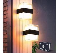 VivaLet LED Aplique Pared Interior, 12W 1200LM Lampara Exterior Moderna, IP65 Apliques Pared, 3000K Up and Down Iluminación, Luz Exterior Pared para Salón Dormitorio Jardin Balcón Baño, Negro 2 Pack
