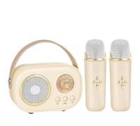 Vivamic Portable Kids Karaoke Fun Set, C20 Portable Bluetooth Speaker with 2Wireless Microphone 6 Sound Modes for Adults&Kids Birthday Home Farmily Friends Party (Beige,Microphone*2)