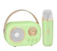 Vivamic Portable Kids Karaoke Fun Set, C20 Portable Bluetooth Speaker with 2Wireless Microphone 6 Sound Modes for Adults&Kids Birthday Home Farmily Friends Party (Green,Microphone*1)