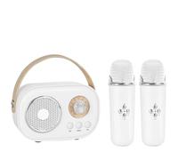 Vivamic Portable Kids Karaoke Fun Set, C20 Portable Bluetooth Speaker with 2Wireless Microphone 6 Sound Modes for Adults&Kids Birthday Home Farmily Friends Party (White,Microphone*2)
