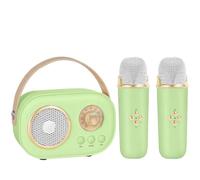 Vivamic Portable Kids Karaoke Fun Set, C20 Portable Bluetooth Speaker with 2Wireless Microphone 6 Sound Modes for Adults&Kids Birthday Home Farmily Friends Party (Green,Microphone*2)