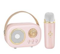 Vivamic Portable Kids Karaoke Fun Set, C20 Portable Bluetooth Speaker with 2Wireless Microphone 6 Sound Modes for Adults&Kids Birthday Home Farmily Friends Party (Pink,Microphone*1)