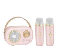 Vivamic Portable Kids Karaoke Fun Set, C20 Portable Bluetooth Speaker with 2Wireless Microphone 6 Sound Modes for Adults&Kids Birthday Home Farmily Friends Party (Pink,Microphone*2)