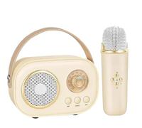 Vivamic Portable Kids Karaoke Fun Set, C20 Portable Bluetooth Speaker with 2Wireless Microphone 6 Sound Modes for Adults&Kids Birthday Home Farmily Friends Party (Beige,Microphone*1)