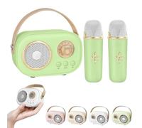 Vivamic Portable Kids Karaoke Fun Set, Vivamic Mini Karaoke Machine, Portable Bluetooth Speaker, with 2 Wireless Microphones, Six Distinct Sound Effects, for Home Party Birthday (Green)