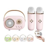 Vivamic Portable Kids Karaoke Fun Set, Vivamic Portable Microphone, C20 Bluetooth Speaker, 6 Sound Modes, for Home and Outdoor Entertainment (Double Microphone,Pink)