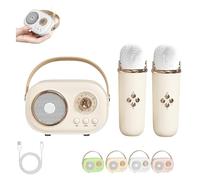 Vivamic Portable Kids Karaoke Fun Set, Vivamic Portable Microphone, Mini Bluetooth Karaoke Speaker with Wireless Microphone for Home and Outdoor Entertainment (Double Microphone,Yellow)