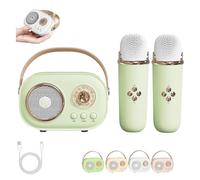 Vivamic Portable Kids Karaoke Fun Set, Vivamic Portable Microphone, Mini Bluetooth Karaoke Speaker with Wireless Microphone for Home and Outdoor Entertainment (Double Microphone,Green)
