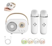 Vivamic Portable Kids Karaoke Fun Set, Vivamic Portable Microphone, Mini Bluetooth Karaoke Speaker with Wireless Microphone for Home and Outdoor Entertainment (Double Microphone,White)