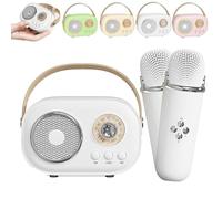 Vivamic Portable Kids Karaoke Fun Set, Vivamic Portable Microphone, Mini Wireless Karaoke Machine for Kids with Bluetooth Speaker, Ideal for Home, Party, Travel & Outdoor Entertainment (White 2pcs)