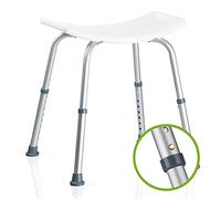 Vivamore Taburete de Ducha Antideslizante, Altura Regulable de 39 a 56 cm, Taburete de baño de hasta 150 kg, 51 x 45 x 65 cm, plástico, Color Blanco