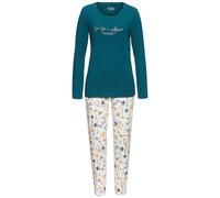 VIVANCE Pijama 'Dreams' petróleo / azul violaceo / naranja claro / blanco lana M petróleo / azul violaceo / naranja claro / blanco lana