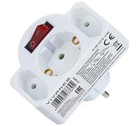 Vivanco - Adaptador de Enchufe Europeo A3 Color Blanco Interruptor 3 enchufes Blanco