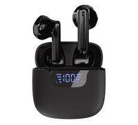 VIVANCO Bluetooth 5.3 True Wireless Earphones, pantalla digital, auriculares in-ear con estuche de carga (negro), 63990