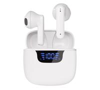 VIVANCO Bluetooth 5.3 True Wireless Earphones, pantalla digital, auriculares in-ear con funda de carga (blanco) 63990