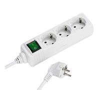 Vivanco EBLS3 W - Regleta de 3 enchufes con interruptor y protección para niños (cable de 1,4 m, sección del conductor de 1,5 mm²), color blanco