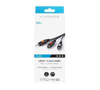 Vivanco VVAJACK2RCA25MMK Adaptador Audio RCA a Jack 3.5mm M-M 2.5m Negro