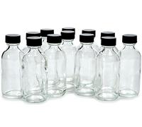 Vivaplex, 12, botellas de vidrio transparentes, de 2 onzas, con tapas..