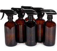 Vivaplex, 6, Grande, 16 onzas, vacías, Botellas de Cristal ámbar con rociadores Negros del gatillo