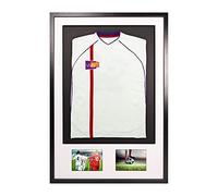 Vivarti DIY adulto 3D montado + doble apertura camiseta deportiva marco de pantalla 61 x 91.5cm - marco negro, montaje blanco, tarjeta de respaldo negro