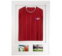 Vivarti DIY adulto 3D montado + doble apertura camiseta deportiva marco de pantalla 61 x 91.5cm - marco blanco, montaje blanco, tarjeta de respaldo blanca