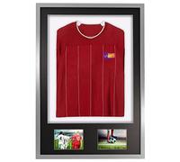 Vivarti Marco de exhibición deportivo 3D para adultos, para fútbol, rugby, camiseta de banda, marco plateado, soporte negro, tarjeta trasera blanca, 61 x 91,5 cm